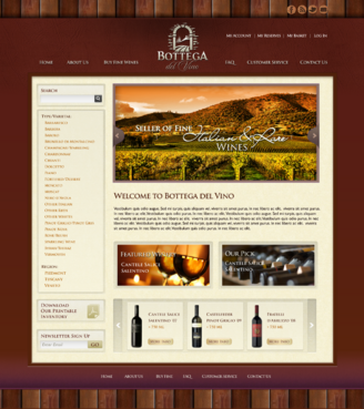 Wine business webpage -