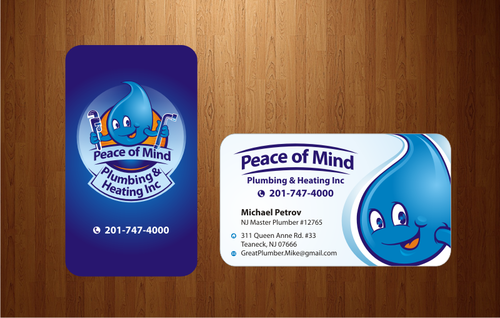 business card for Peace of Mind Plumbing Inc. -