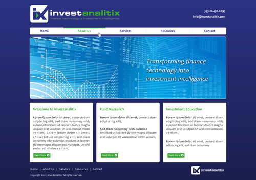 Web design for investment research company - Financial Services