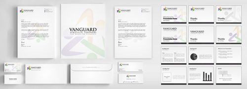 Business cards, stationery, powerpoint template, and email signature for business consulting firm - Consulting
