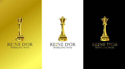 Reine D'Or Sparkling Wine Logo Winning Design by Designeye