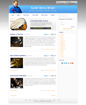 Drummer, Percussionist, Teacher, Composer Blog Design Template Winning Design by dezinerguru