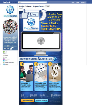 Facebook Fan Page Design for ProjectTakers - Social Media
