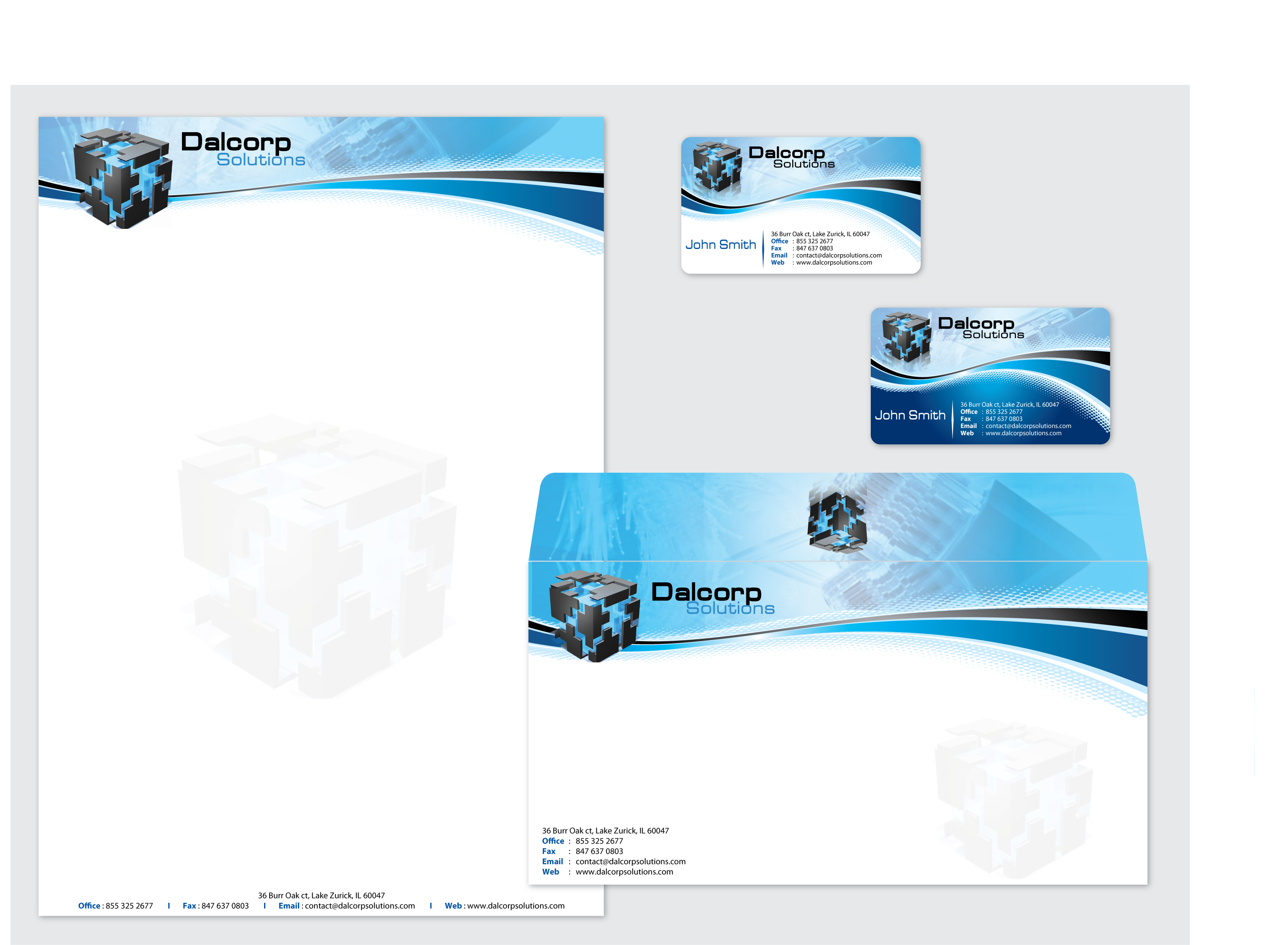 Business card, Letterhead and envelope design - Information Technology