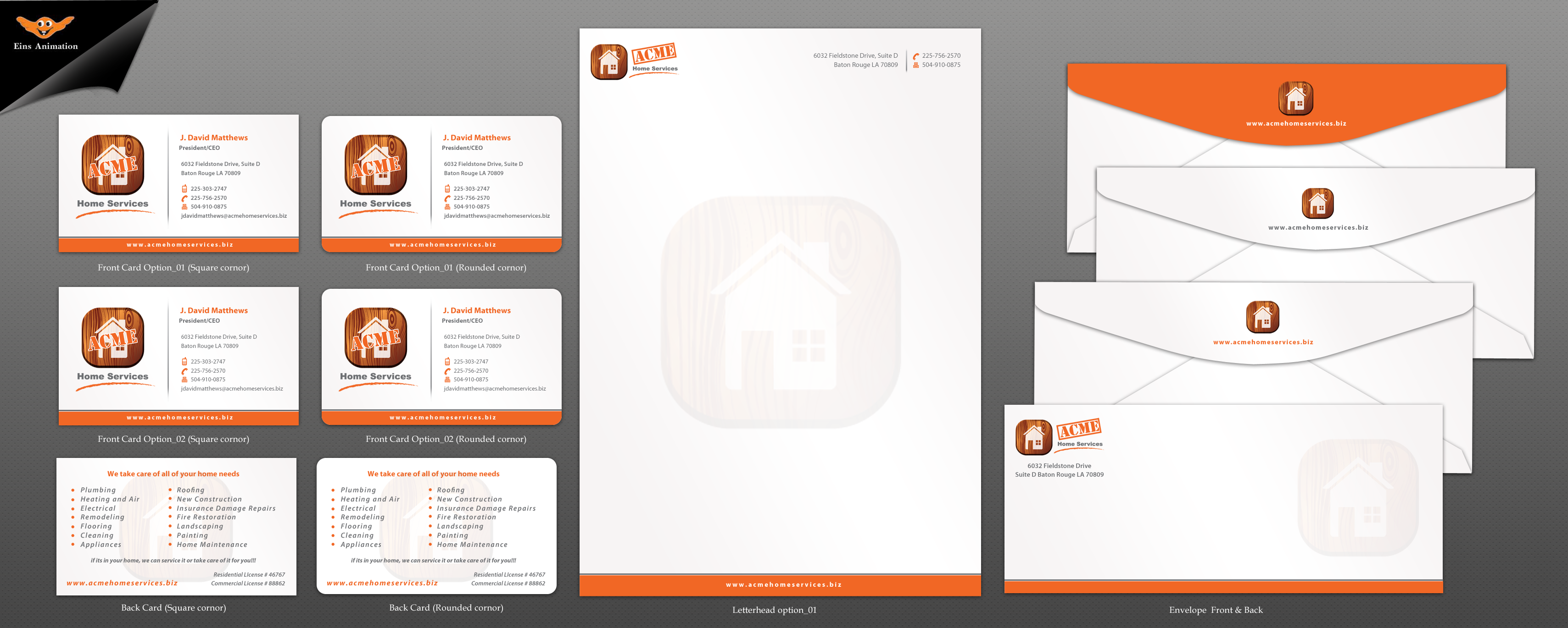 Business Card and Stationery for ACME Home Services - Construction