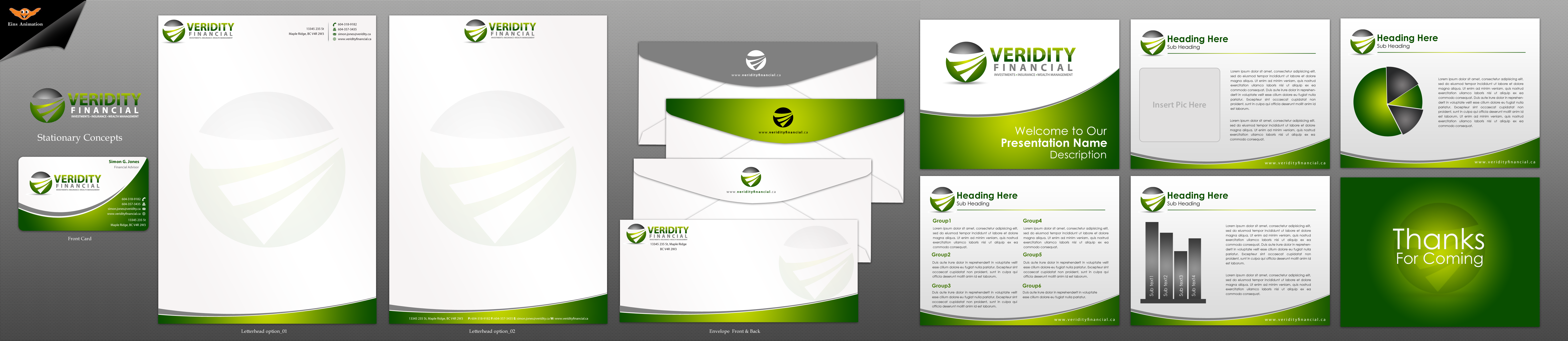 Stationery, business card and Powerpoint template - Financial Services