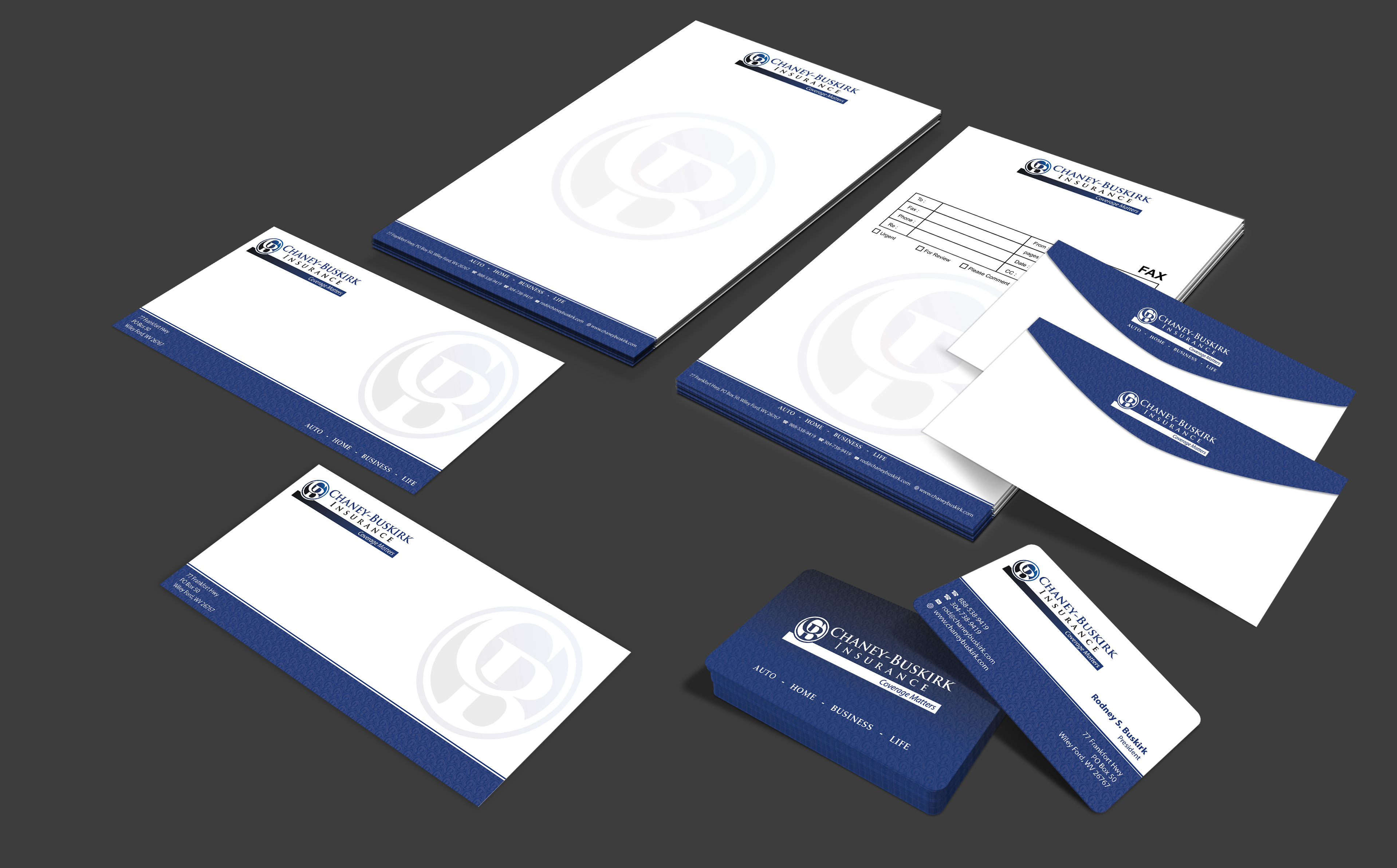 Insurance Agency Biz card, envelope, & stationary design - Financial Services