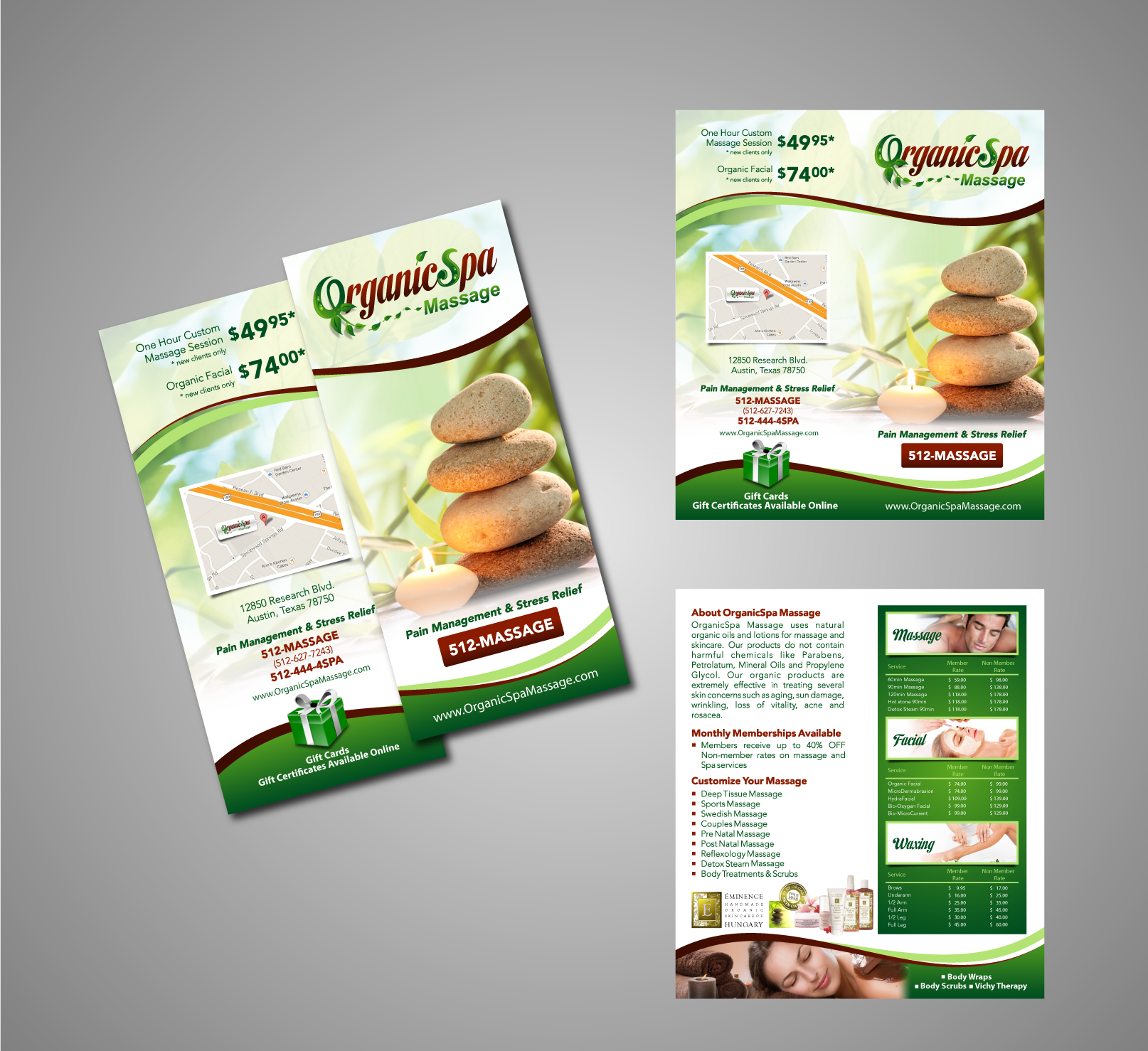 Brochure 2-fold, Color Business Card 2-sided and Convert current PNG logo to higher resolution PDF - Salon & Spa