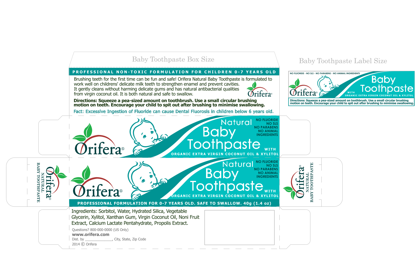 Box and Label for natural Baby Toothpaste and Maternity Toothpaste - Personal Care