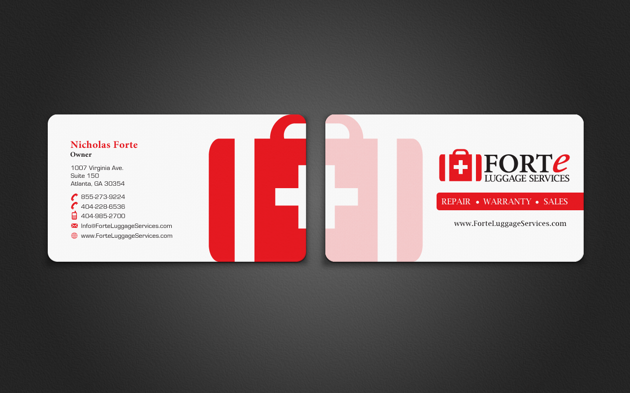 Business Cards for a Luggage Service (Repair, Sales, Warranty Etc.) Company - Travel