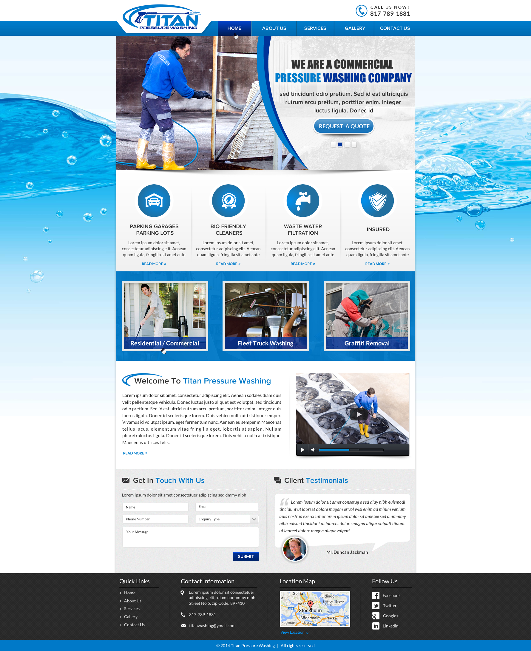 Complete web design for commercial pressure washing company - Cleaning