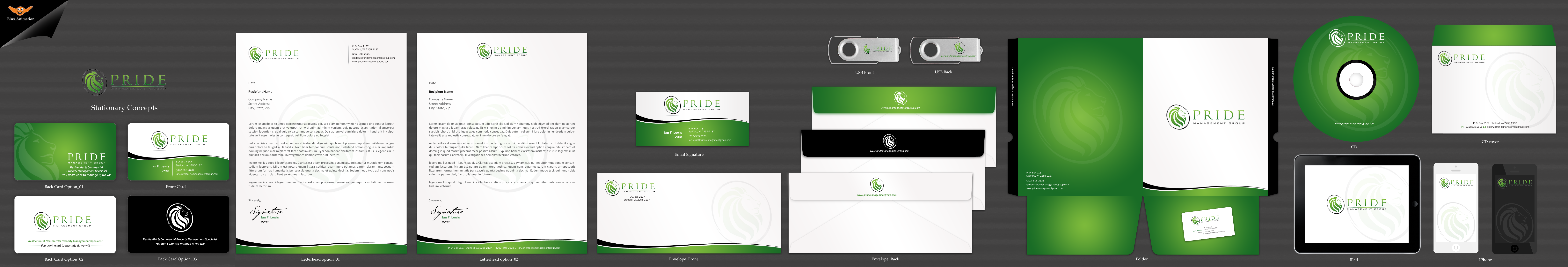 Business Card, Envelope and Letterhead for Property Management Company - Cleaning