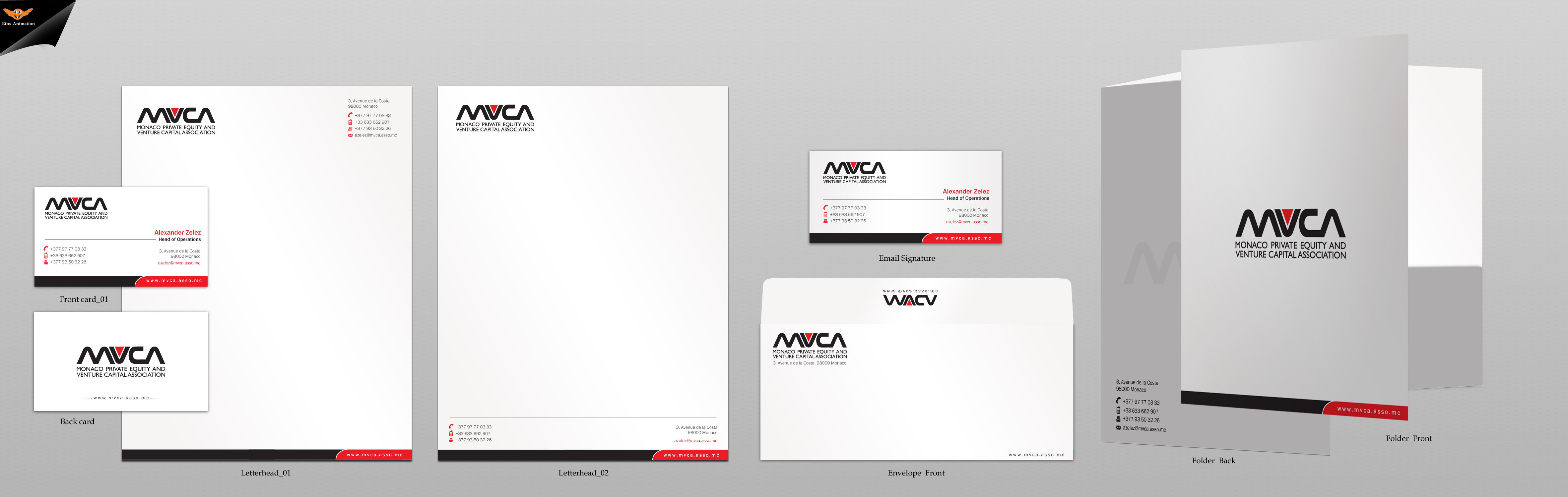 Business card, letterhead, envelope design, email footer for non-profit private equity association - Financial Services