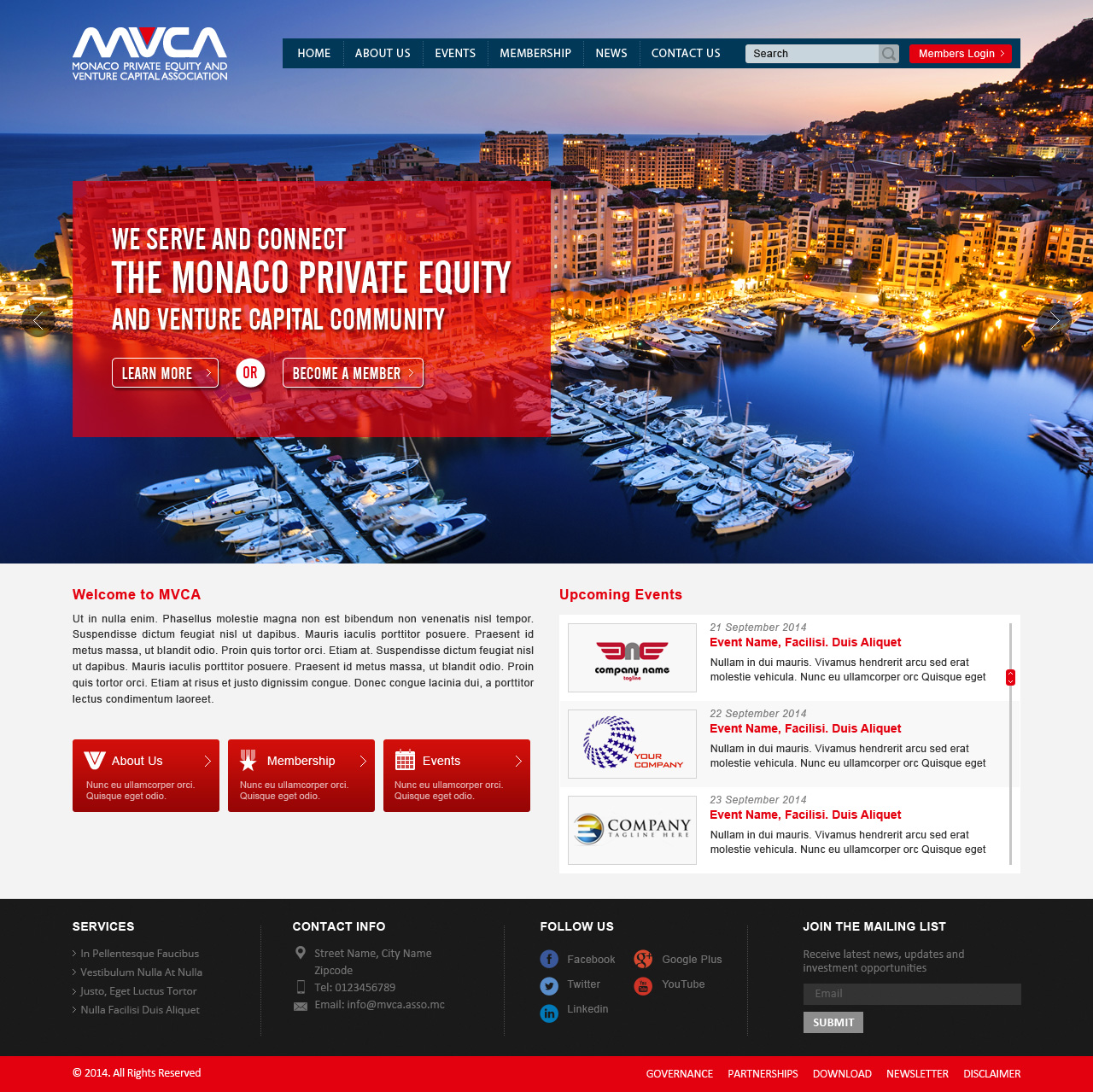 New web layout & design for non-profit Private Equity & Venture Capital Association - Financial Services
