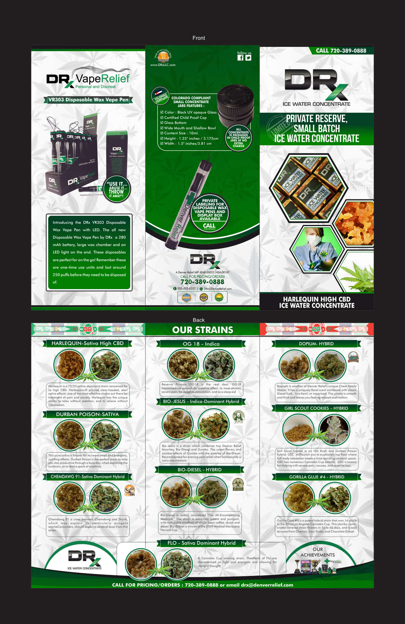 DRx -B to B Tri fold catalog sales literature for Limited Private Reserve Small Batch Ice Water Hash - Pharmacy/Pharmaceuticals