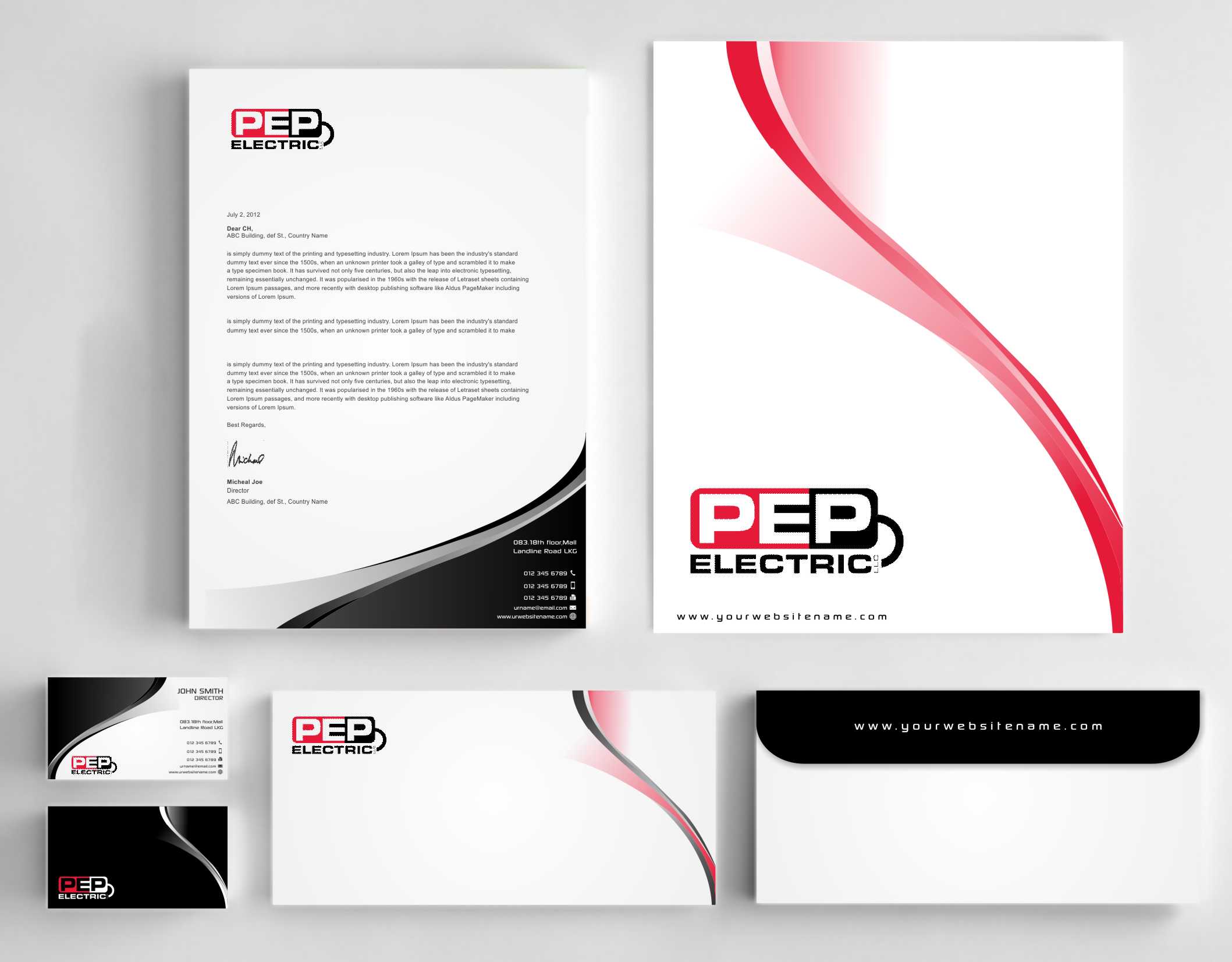 Stationary and business card for an electrical contractor - Construction