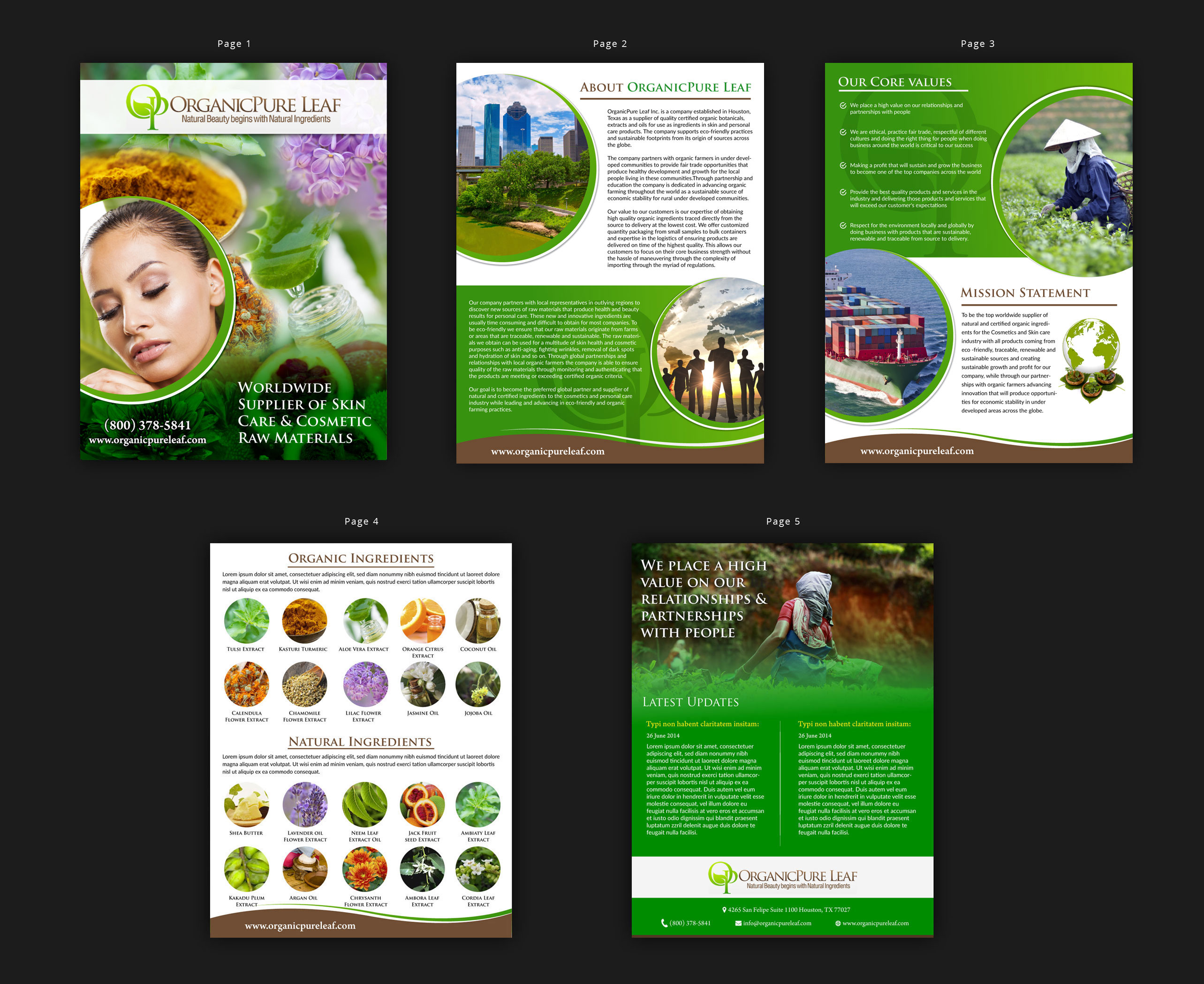 5-Page Brochure for Import/Export Company of Raw Materials - Agriculture