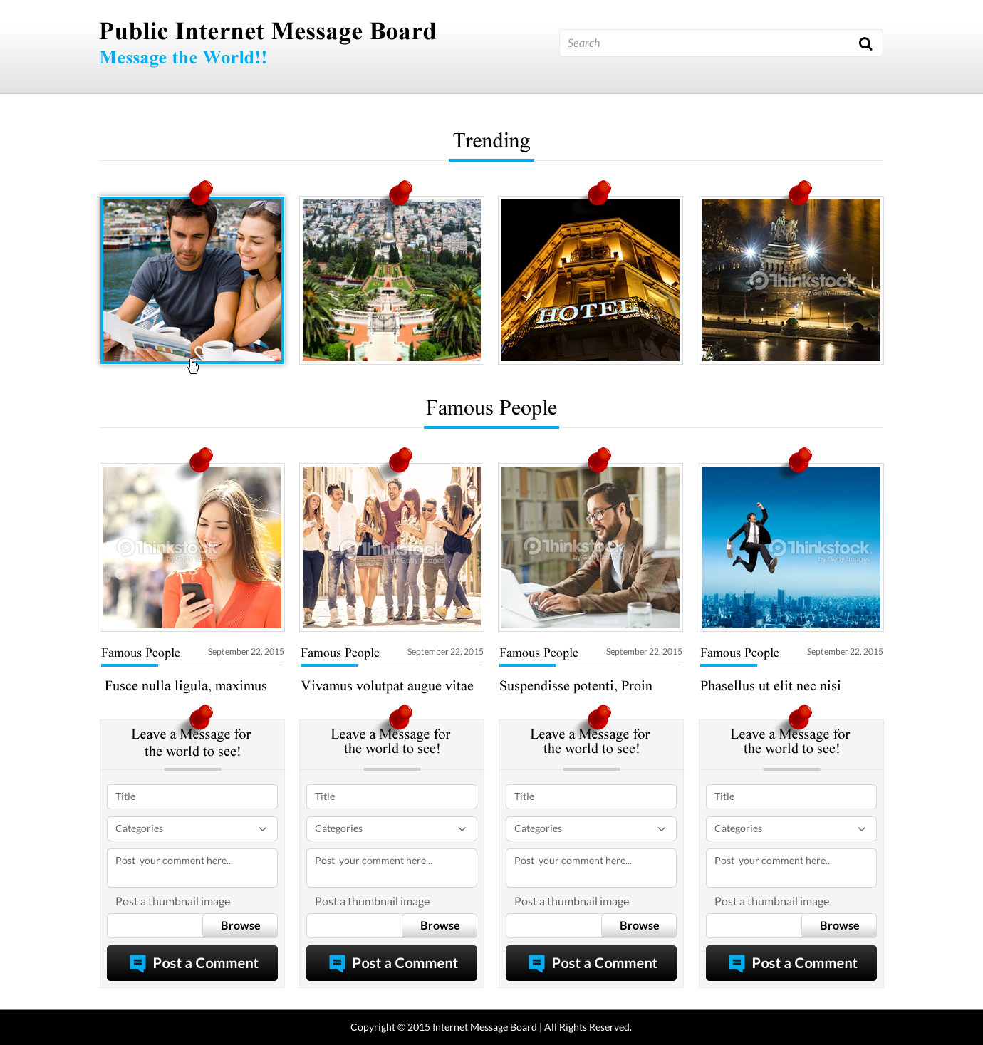 Layered PSD webpage for Public Internet Message Board - Internet Services
