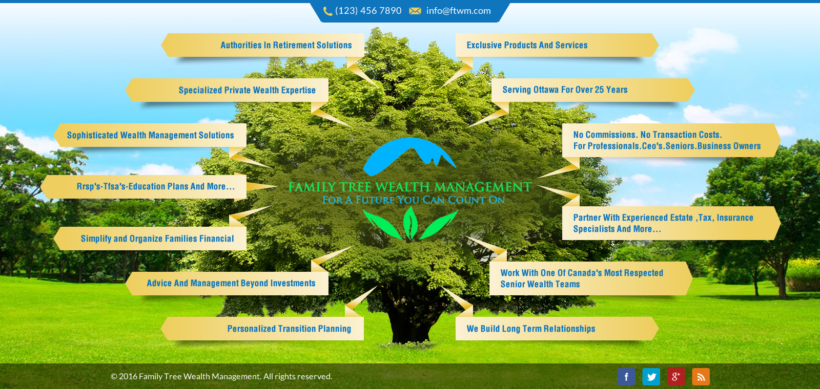 one web page for a high end wealth management company. the name of the company is Family Tree Wealth - Financial Services
