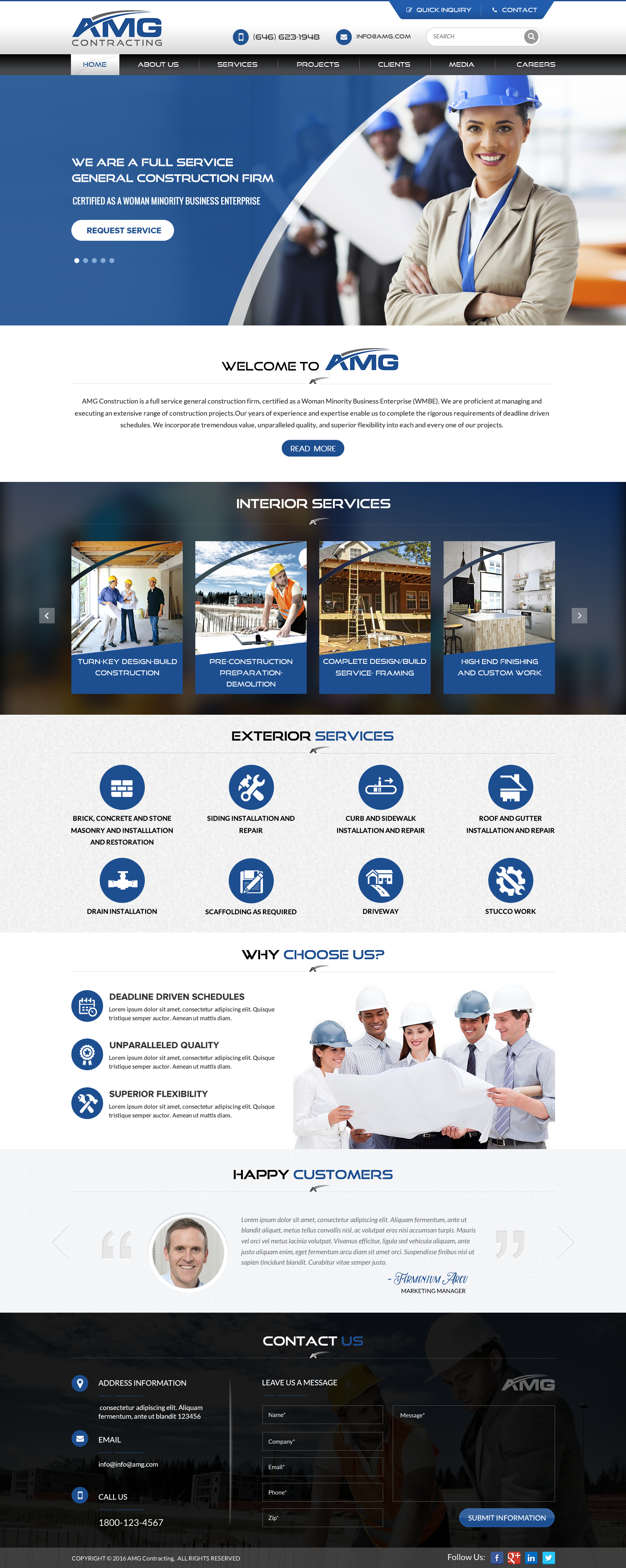 AMG Contracting Website - Construction