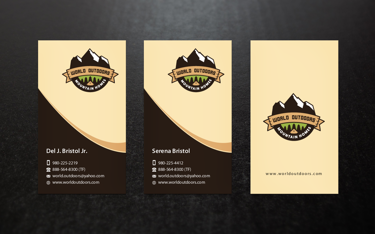 Business cards for World Outdoors Log Homes - Construction