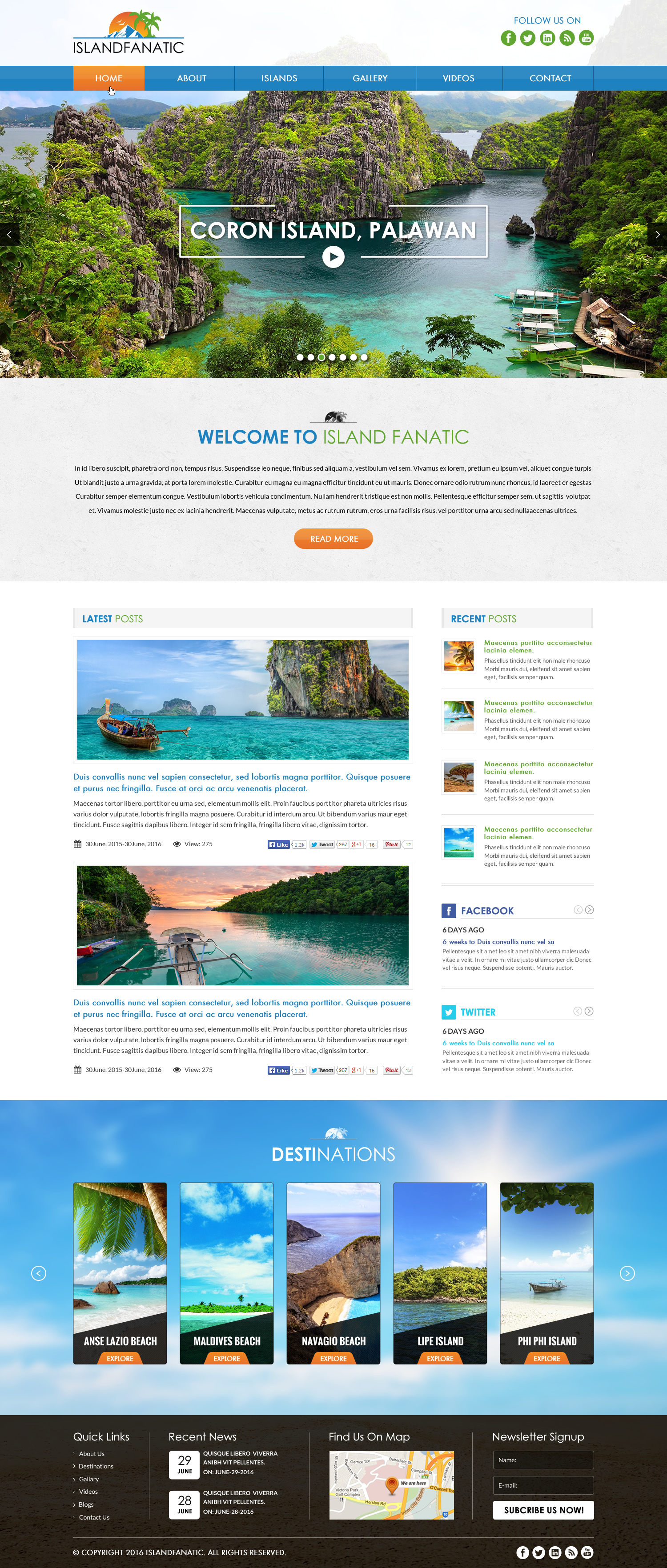 Design for a travel blog focused on island locales - Travel