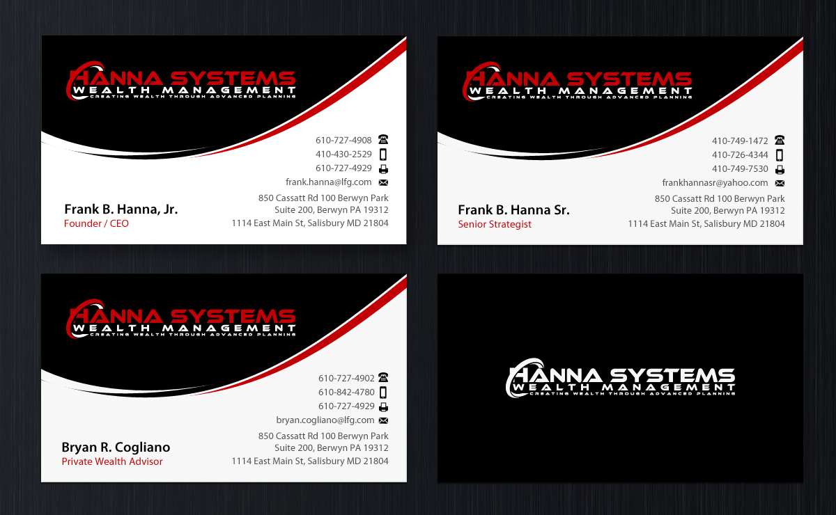 Business Cards for Hanna Systems - Financial Services
