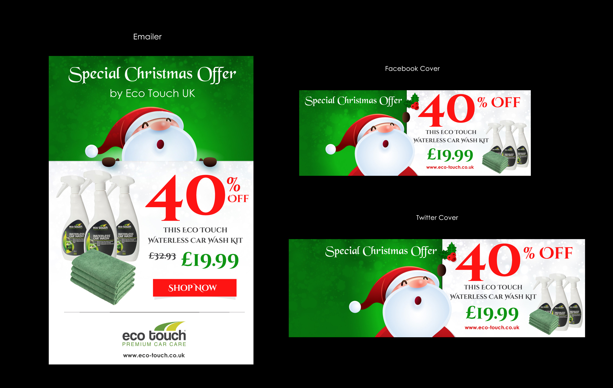 Marketing material for Christmas mailshot/social media Campaign for eco-friendly car care company - Home and Garden