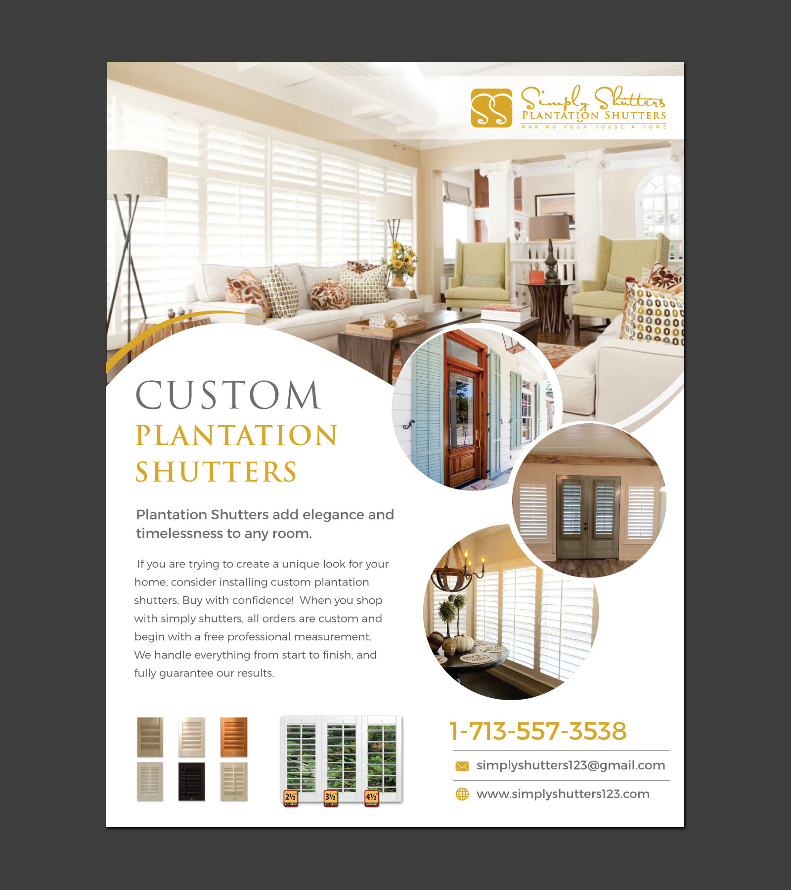 Magazine add for plantation shutter company- Simply Shutters - Home and Garden