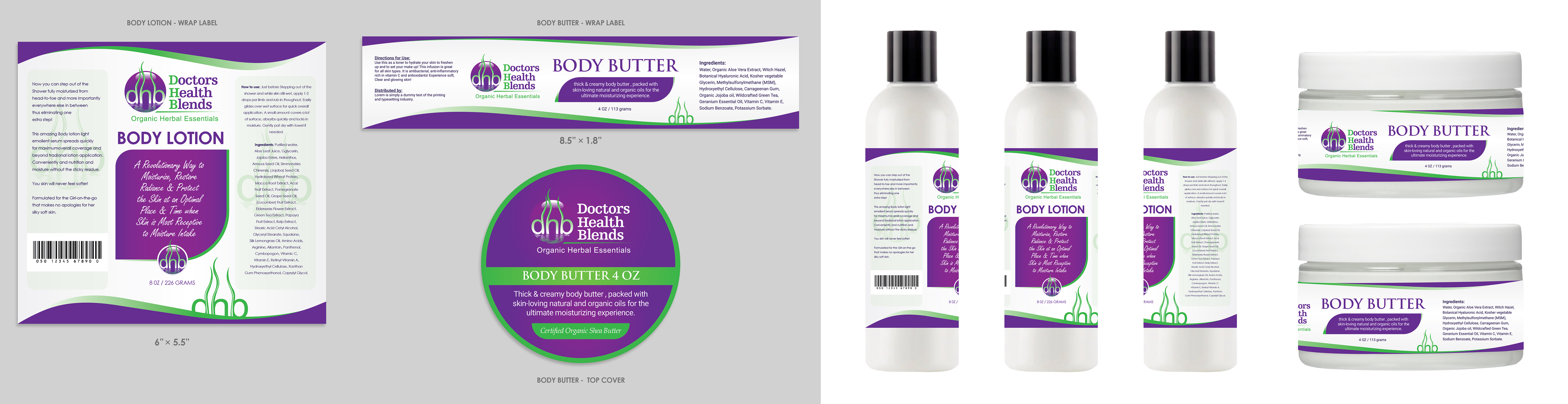 Product labels for lotion and body butter - Health