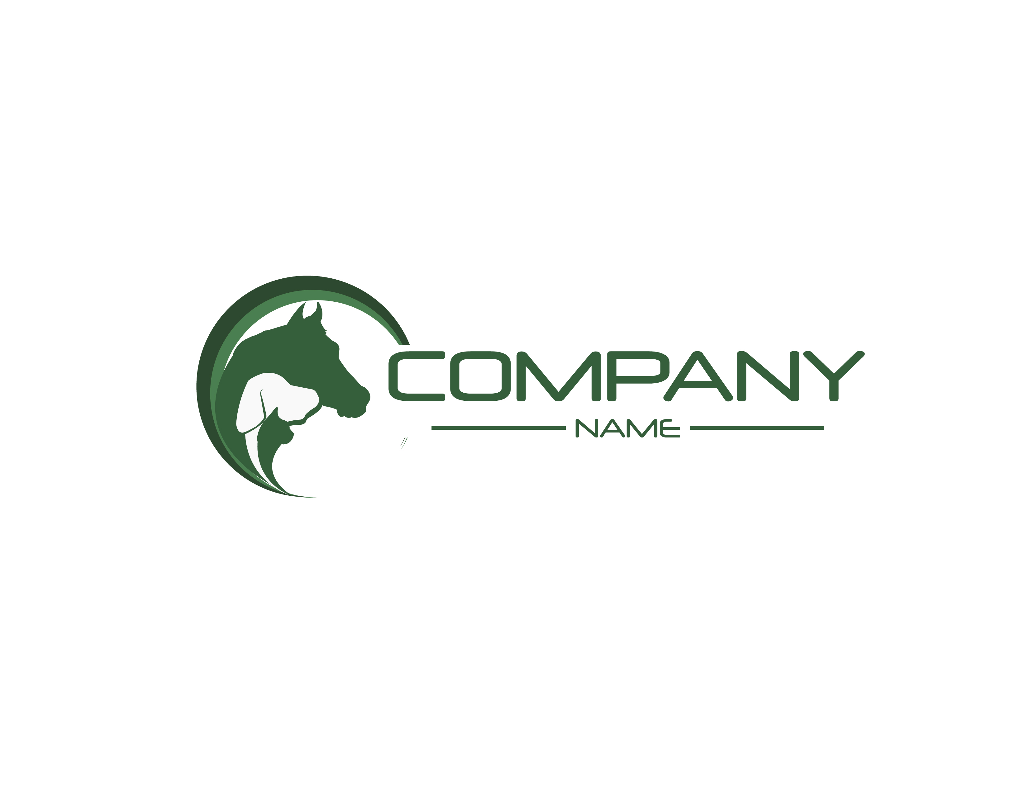 Logo for animal hospital with silhouette of horse, dog and cat - Animals Logo