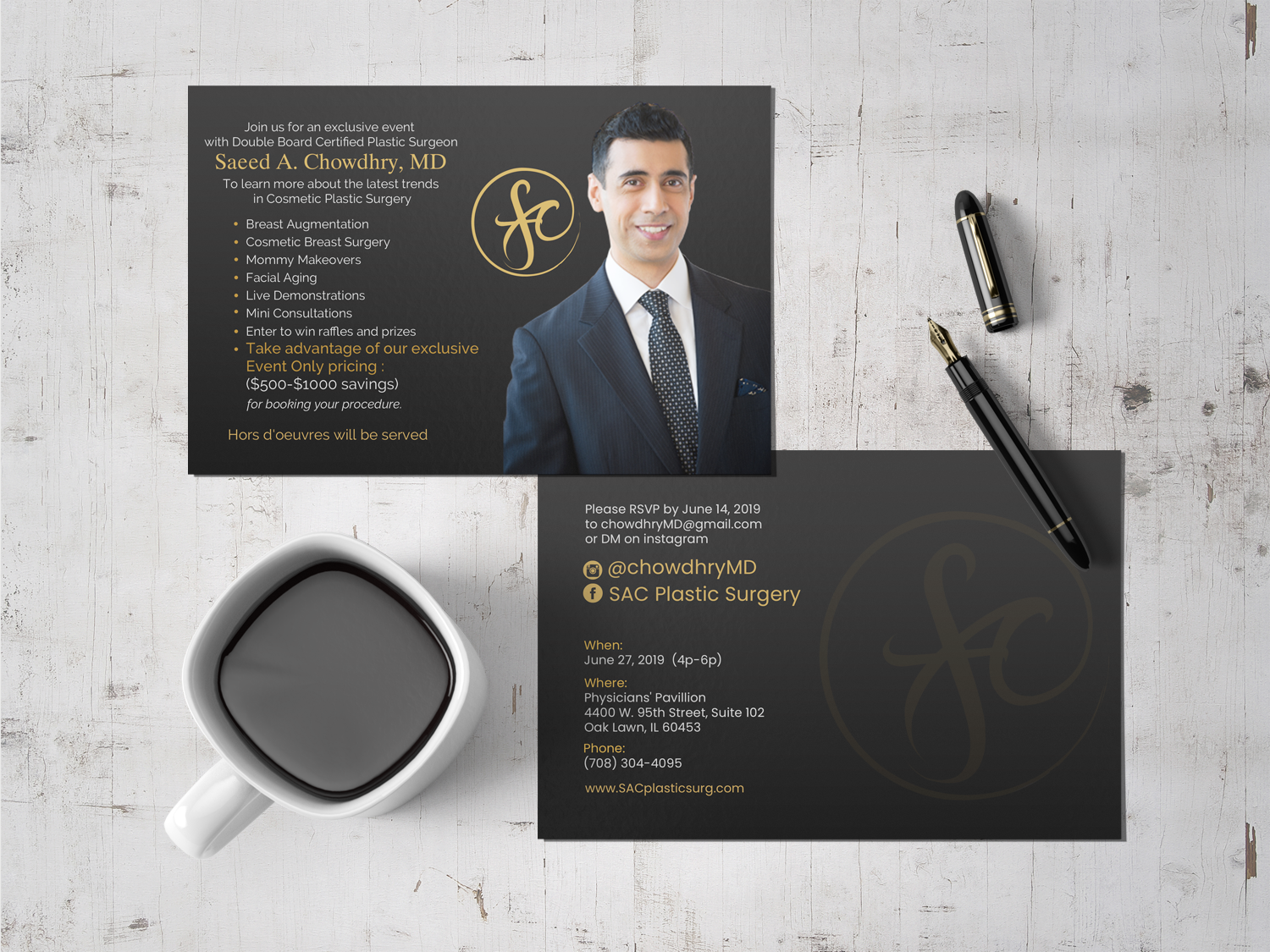 Postcard/Flyer design for Plastic Surgery Practice Open House - Medical
