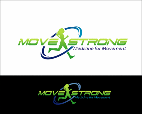 This is a business logo.  The company name is MOVESTRONG - Health