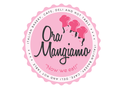 Business logo for Ora Mangiamo -Now We Eat! Italian cafe/bakery - Food
