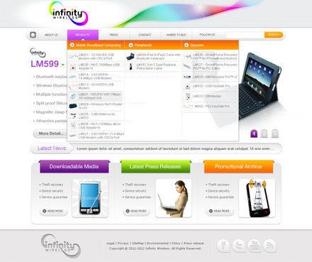 Corporate Website for Infinity Wireless - Consumer Electronics