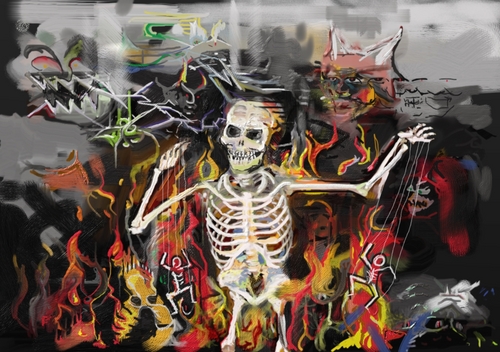 Skull design for guitar pickguard - Music