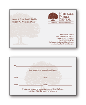 Business card design for Heritage Family Dental  - Health