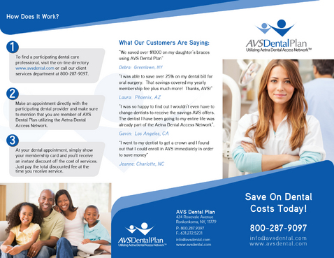 Tri-fold discount dental plan brochure By Keydental