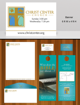 Church stationary, door hangers, envelopes (large & small), and banner - Religion and Spirituality