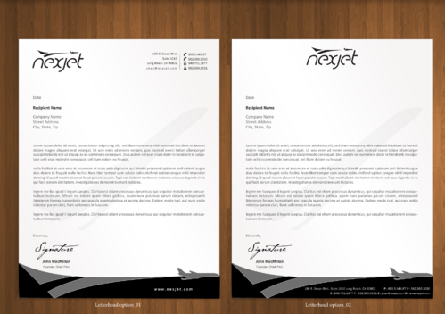 Edgy modern Letterhead an B. card for jet charter company - Transportation
