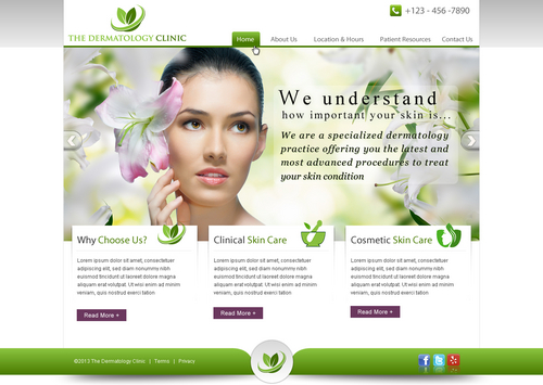 Sleek & Easy to navigate web design for a dermatology skin care clinic - Medical