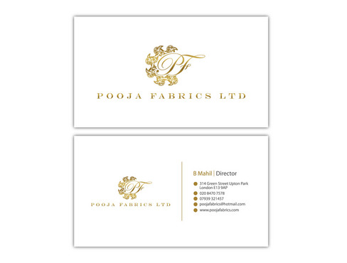 Business card for Pooja Fabrics ladies fabrics - Retailers
