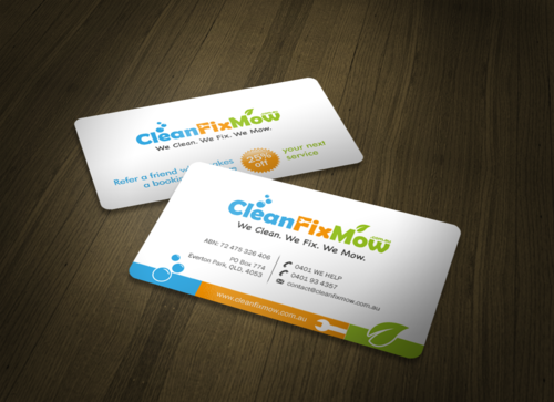 Business Cards - Clean Fix Mow (Cleaning, Handyman & Mowing Business) - Trade