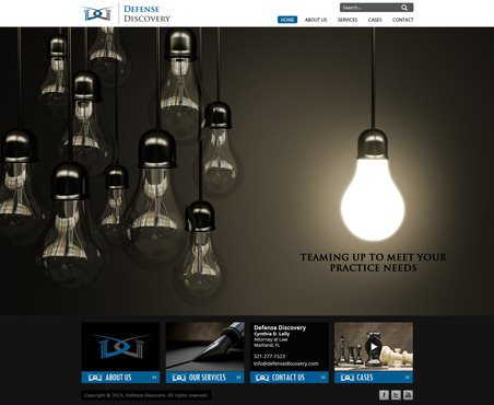 website for insurance defense attorney practicing under the name of Defense Discovery - Law