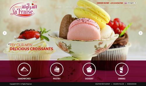 Website for La Fraise restaurant - Food