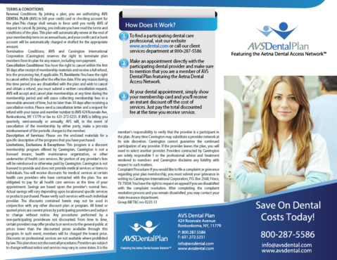re-design of a tri-fold brochure for AVS dental plan By Keydental