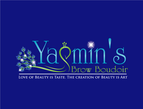 This is a business logo for 'Yasmin's Brow Boudoir' - Salon & Spa