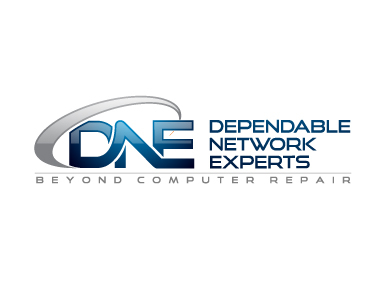 This is a business logo for DNE Technology Solutions - Computers