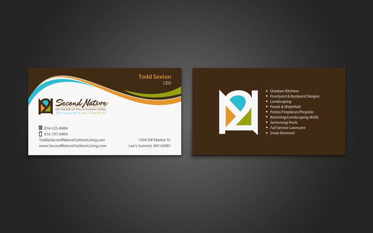 Business Card for an Outdoor Living and Landscaping Company by KariLS